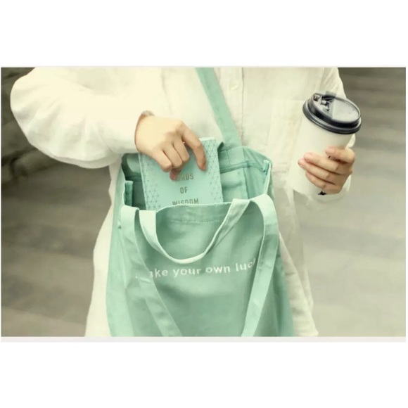 NWT BCZ Blue Green Canvas Shopping Tote Bag - Picture 2 of 8